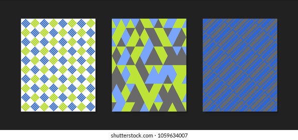 Creative Cover Design Templates Set. Abstract Geometric Patterns in Ethnic Style. Mosaic Ornament. Bright Cover Templates Set for Magazine, Presentation, Book, Placard, Wrapping, Brochure, Wallpaper.