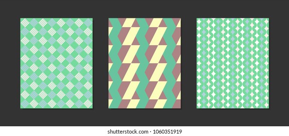 Creative Cover Design Templates Set. Abstract Geometric Patterns in Pastel Color Design. Mosaic Ornament. Cover Templates Set for Magazine, Presentation, Book, Placard, Wrapping, Brochure, Wallpaper.