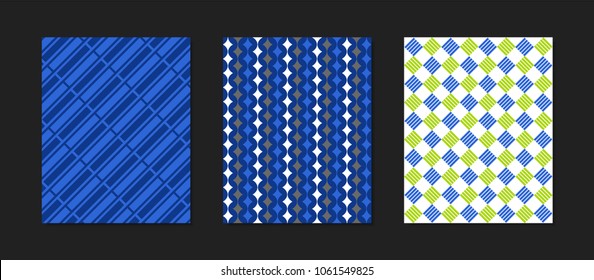 Creative Cover Design Templates Set. Abstract Geometric Patterns in Ethnic Style. Mosaic Ornament. Bright Cover Templates Set for Magazine, Presentation, Book, Placard, Wrapping, Brochure, Wallpaper.