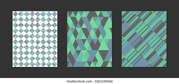 Creative Cover Design Templates Set. Abstract Geometric Patterns in Pastel Color Design. Mosaic Ornament. Cover Templates Set for Magazine, Presentation, Book, Placard, Wrapping, Brochure, Wallpaper.