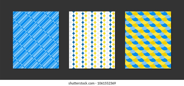 Creative Cover Design Templates Set. Abstract Geometric Patterns in Ethnic Style. Mosaic Ornament. Cover Templates Set for Magazine, Presentation, Book, Card, Placard, Wrapping, Brochure, Wallpaper.