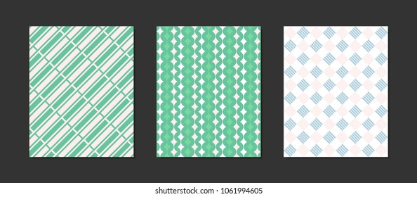 Creative Cover Design Templates Set. Abstract Geometric Patterns in Pastel Color Design. Mosaic Ornament. Cover Templates Set for Magazine, Presentation, Book, Placard, Wrapping, Brochure, Wallpaper.