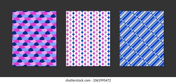 Creative Cover Design Templates Set. Abstract Geometric Patterns in Classic Style. Mosaic Ornament. Cover Templates Set for Magazine, Presentation, Book, Card, Placard, Wrapping, Brochure, Wallpaper.