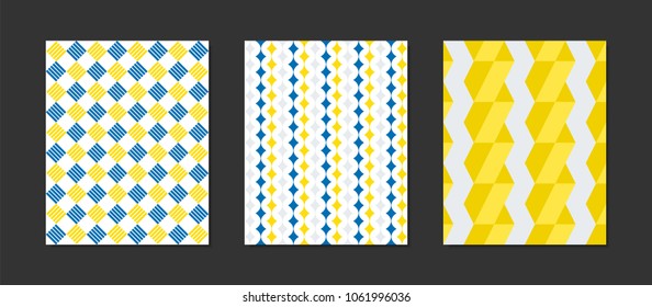 Creative Cover Design Templates Set. Abstract Geometric Patterns in Ethnic Style. Mosaic Ornament. Cover Templates Set for Magazine, Presentation, Book, Card, Placard, Wrapping, Brochure, Wallpaper.