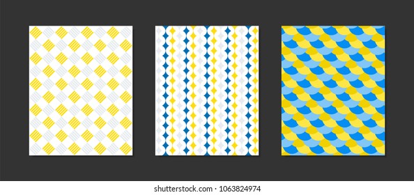 Creative Cover Design Templates Set. Abstract Geometric Patterns in Ethnic Style. Mosaic Ornament. Cover Templates Set for Magazine, Presentation, Book, Card, Placard, Wrapping, Brochure, Wallpaper.