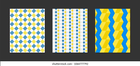 Creative Cover Design Templates Set. Abstract Geometric Patterns in Ethnic Style. Mosaic Ornament. Cover Templates Set for Magazine, Presentation, Book, Card, Placard, Wrapping, Brochure, Wallpaper.