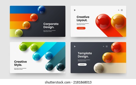 Creative cover design vector concept composition. Geometric 3D balls placard illustration collection.