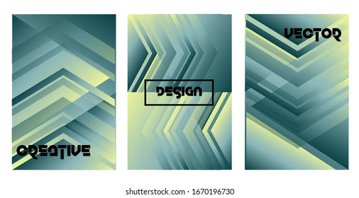 Creative cover design vector set template with geometric elements.  Gradient colors from green