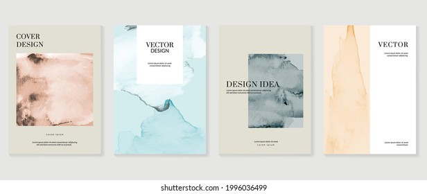 Creative cover design vector set. Watercolor book cover design, Abstract art design with colorful watercolor background. Can be use for poster, wall arts, magazine,  brochure , banner and website.