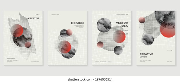 Creative cover design vector set. Watercolor book cover design, Abstract art design with colorful watercolor background. Can be use for poster, wall arts, magazine,  brochure , banner and website.
