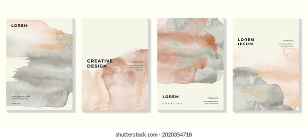 Creative cover design vector set. Watercolor book cover design, Abstract art design with colorful watercolor background. Can be use for poster, wall arts, magazine,  brochure , banner and website.