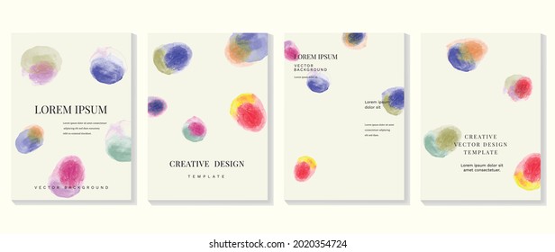 Creative cover design vector set. Watercolor book cover design, Abstract art design with colorful watercolor background. Can be use for poster, wall arts, magazine,  brochure , banner and website.