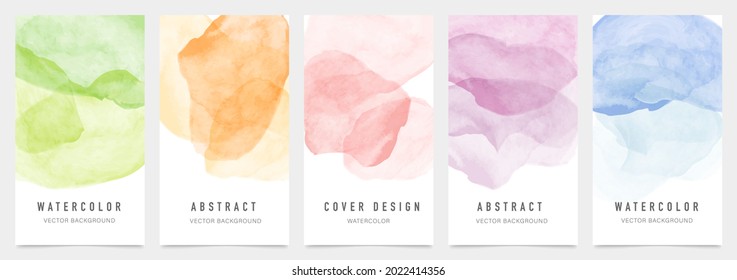 Creative cover design vector set. Watercolor book cover design, Abstract art design with colorful watercolor background. Can be use for poster, wall arts, magazine,  brochure , banner and website.