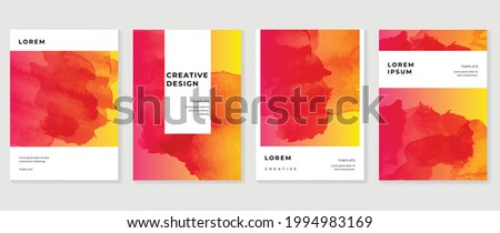 Creative cover design vector set. Watercolor book cover design, Abstract art design with colorful watercolor background. Can be use for poster, wall arts, magazine,  brochure , banner and website.