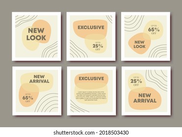 Creative cover design vector for social media feed post template. Editable collection backgrounds with pink and white pastel colors combination. Trendy pattern vector illustration for fashion brand