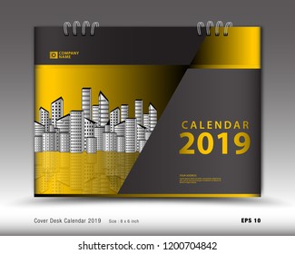 Creative Cover for Desk Calendar 2019-2030 year template vector, Cover calendar 2022-2023, annual report cover, book cover, magazine, advertisement, booklet, wall calendar, gold abstract background