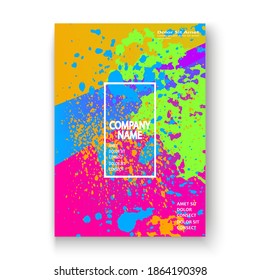 Ilustración vectorial del diseño del marco de la cubierta creativa. Folleto de diseño abstracto de la plantilla de color de agua con gradiente rosa amarillo oscuro neón. Fondo de forma geométrica de las líneas rayadas coloridas