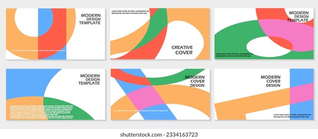 Creative cover or horizontal poster in modern minimalist style for corporate identity, branding, social media advertising, promo. Modern layout design template with colorful overlay lines.