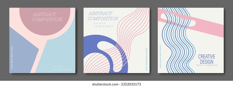 Cubierta creativa en un estilo minimalista con formas geométricas arbitrarias. Diseño de afiches, afiches, pancartas en publicidad, marketing y diseño creativo