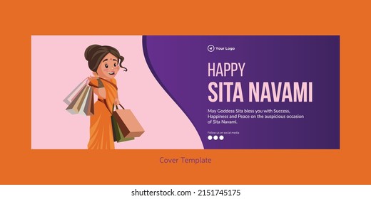 Diseño creativo de portada de la plantilla de estilo de caricatura de Happy Sita Navami.