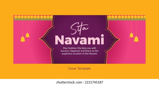 Creative cover page design of Happy Sita Navami cartoon style template.