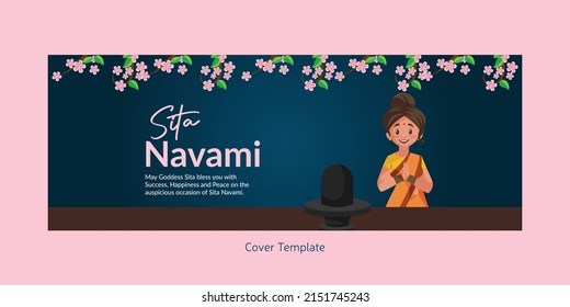 Kreatives Titelbild-Design von Happy Sita Navami Cartoon-Stilvorlagen.