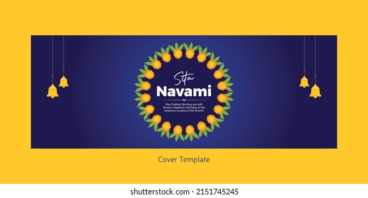 Diseño creativo de portada de la plantilla de estilo de caricatura de Happy Sita Navami.