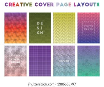 Creative Cover Page Layouts. Alluring geometric patterns, majestic vector illustration.