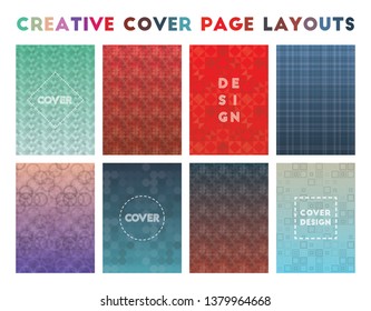 Creative Cover Page Layouts. Vibrant geometric patterns, unique vector illustration.