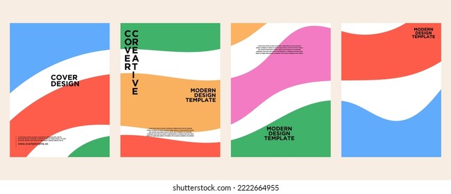 Creative cover or poster concept in modern minimal style for corporate identity, branding, social media advertisement, promo. Minimalist cover design template with blue, pink, yellow dynamic lines