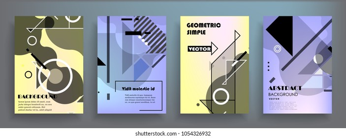 Creative covers with abstract geometric pattern. Shapes with gradients composition