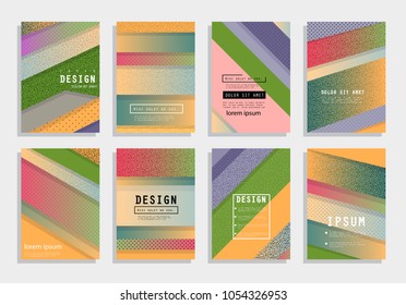 Creative covers with abstract geometric pattern. Shapes with gradients composition