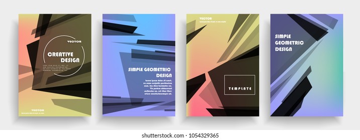 Creative covers with abstract geometric pattern. Shapes with gradients composition