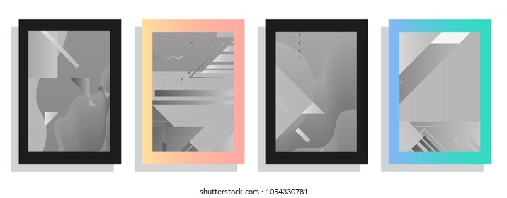 Creative covers with abstract geometric pattern. Shapes with gradients composition