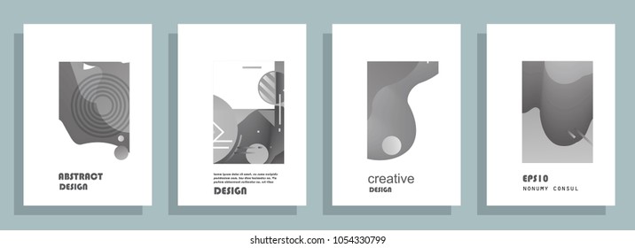 Creative covers with abstract geometric pattern. Shapes with gradients composition