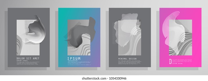 Creative covers with abstract geometric pattern. Shapes with gradients composition