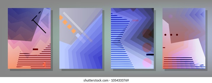 Creative covers with abstract geometric pattern. Shapes with gradients composition