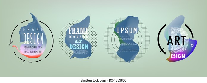 Creative covers with abstract geometric pattern. Shapes with gradients composition