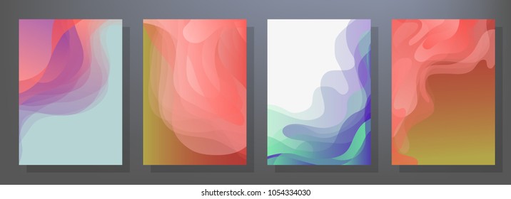Creative covers with abstract geometric pattern. Shapes with gradients composition