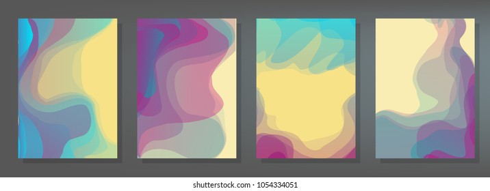 Creative covers with abstract geometric pattern. Shapes with gradients composition