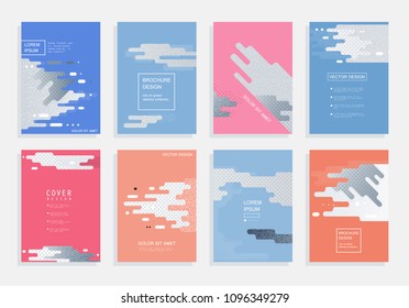 Creative covers with abstract geometric pattern. Shapes with gradients composition