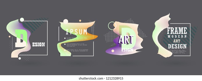 Creative covers with abstract geometric pattern. Shapes with gradients composition