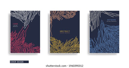 Fundas creativas con composición de doodle dibujado a mano. Un estilo minimalista de moda. Diseño de impresión de arte en línea delgada caótica. Diseño de afiches vectoriales 