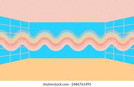 Creative covers or horizontal posters in modern minimal style for corporate identity, branding, social media ads, promo. Modern layout designs in vintage vaporwave 70s style stripes poster background 