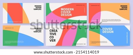 Creative covers or horizontal posters  in modern minimal style for corporate identity, branding, social media advertising, promo. Modern layout design template with dynamic colorful overlay lines