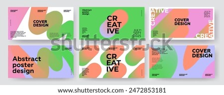 Creative covers or horizontal posters  in modern minimal style for corporate identity, branding, social media advertising, promo. Modern layout design template with dynamic fluid gradient lines