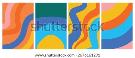 Creative covers or horizontal posters in modern minimal style for corporate identity, branding, social media advertising, promo. Modern layout design template with dynamic colorful overlay lines
