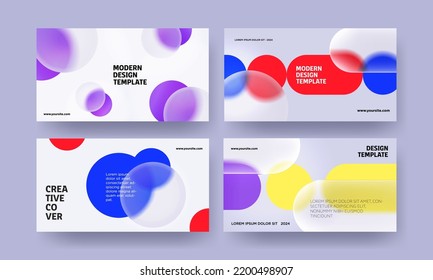 Creative covers or horizontal posters in trendy minimal glass morphism style for corporate identity, branding, social media advertising, promo. Modern layout design template with geometric shapes