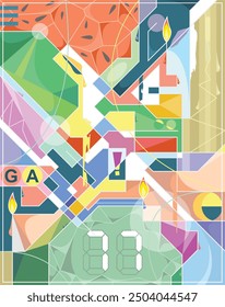 Creative covers, layout or poster for corporate identity, branding, social media advertising, promo. Trendy design templates with geometric Bauhaus elements pattern. Vector colorful background