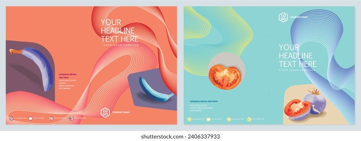 Fundas creativas, diseños de folletos en estilo moderno mínimo para identidad corporativa, marca, publicidad en medios sociales, promoción. Plantilla de diseño de portada moderna con líneas de superposición dinámicas de color